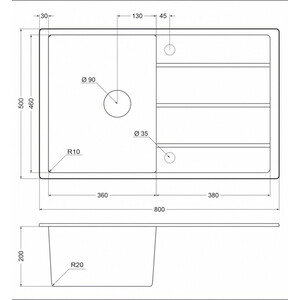 Кухонная мойка EMAR EMQ-1800.Q морион