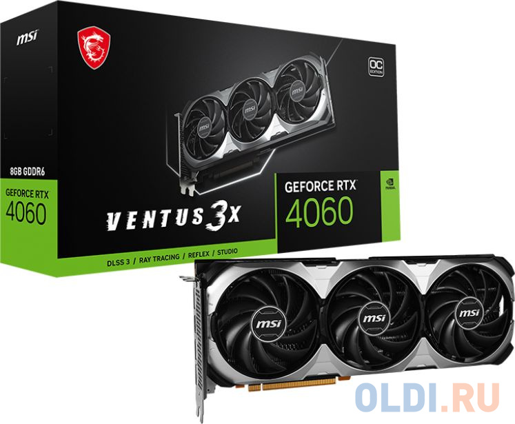 Видеокарта MSI PCI-E 4.0 RTX 4060 VENTUS 3X 8G OC NVIDIA GeForce RTX 4060 8Gb 128bit GDDR6 2490/17000 HDMIx1 DPx3 HDCP Ret