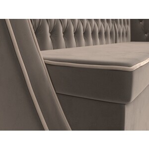 Кухонный угловой диван АртМебель Лофт велюр коричневый правый угол