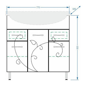 Тумба под раковину Stella Polar Фантазия 80 два ящика, белая (SP-00000229)