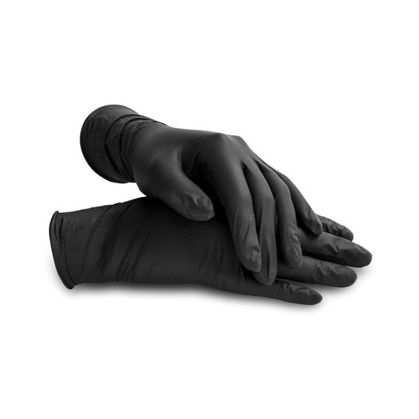 Перчатки нитриловые черные, 50 пар (100 шт.), неопудренные, прочные, XL (очень большой), LAIMA, 606296