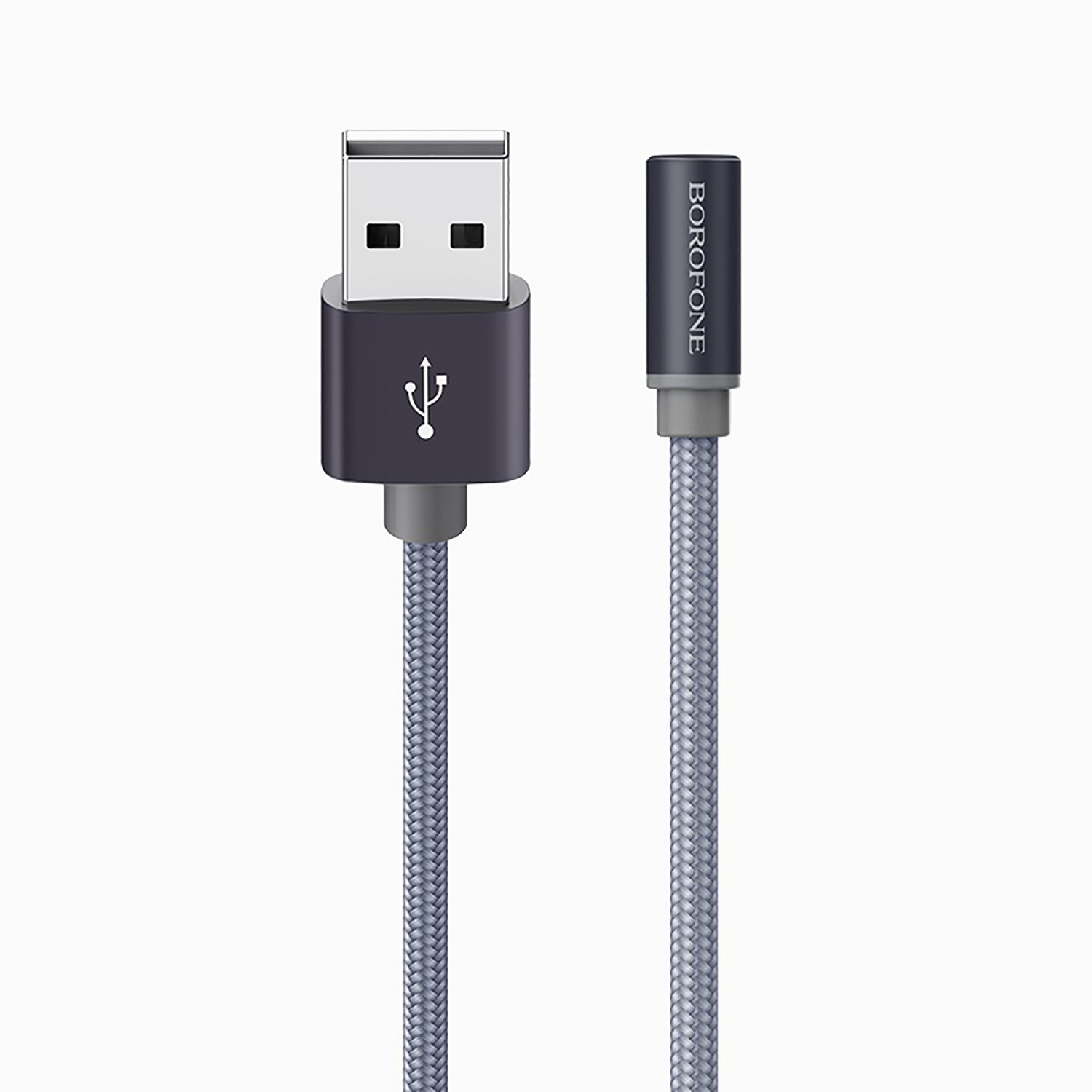 Кабель USB 2.0(Am)-Micro USB 2.0(Bm), угловой, 2.4A, 1м, серый Borofone Express BX26