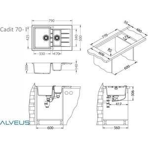 Кухонная мойка Alveus Cadit 70 granital, concrete (1131360)