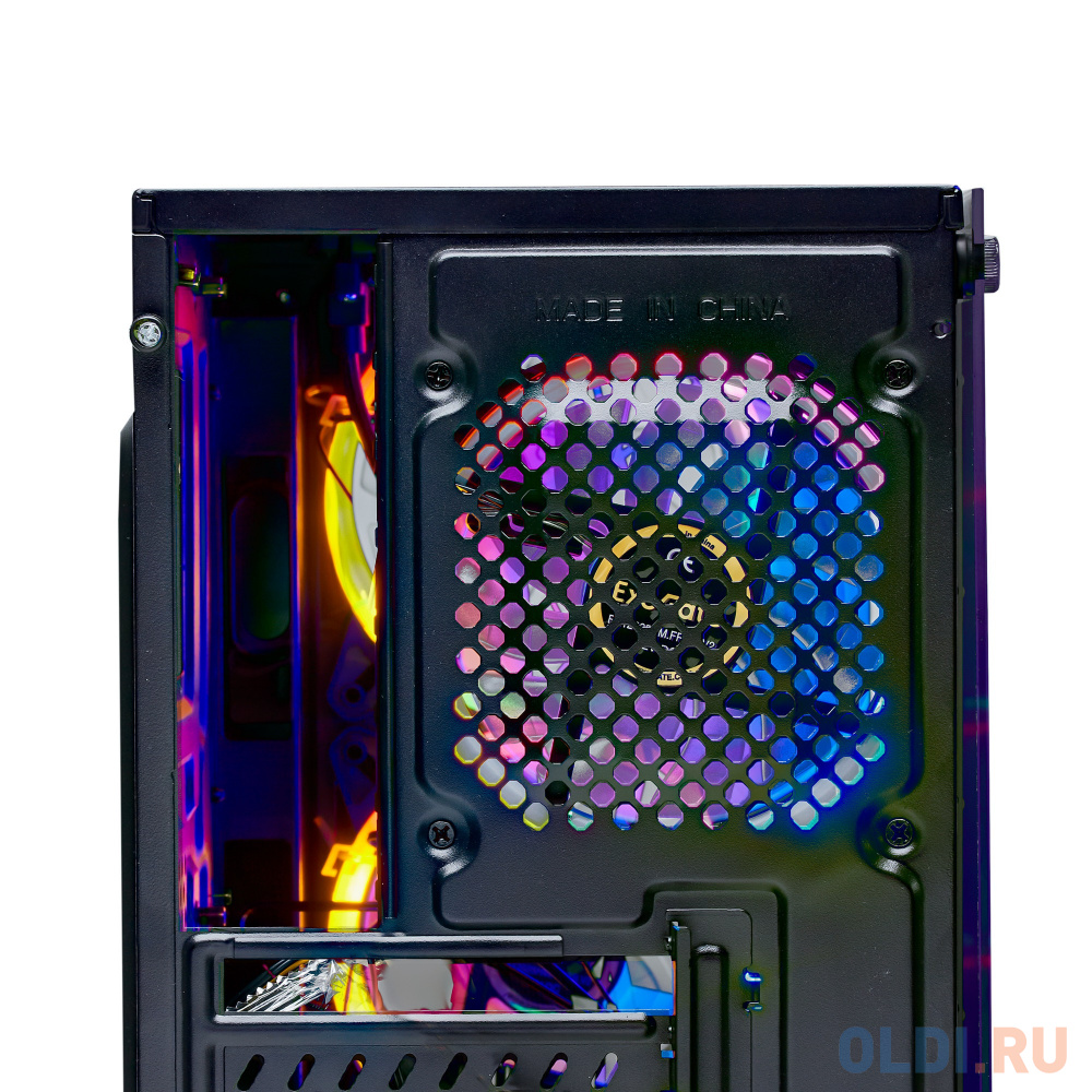 Корпус Minitower ExeGate Mistery X2-NPX600 (mATX, БП 600NPX с вент. 12 см, 2*USB+1*USB3.0, аудио, черный, 4 вент. 12см с RGB подсветкой, боковая панел