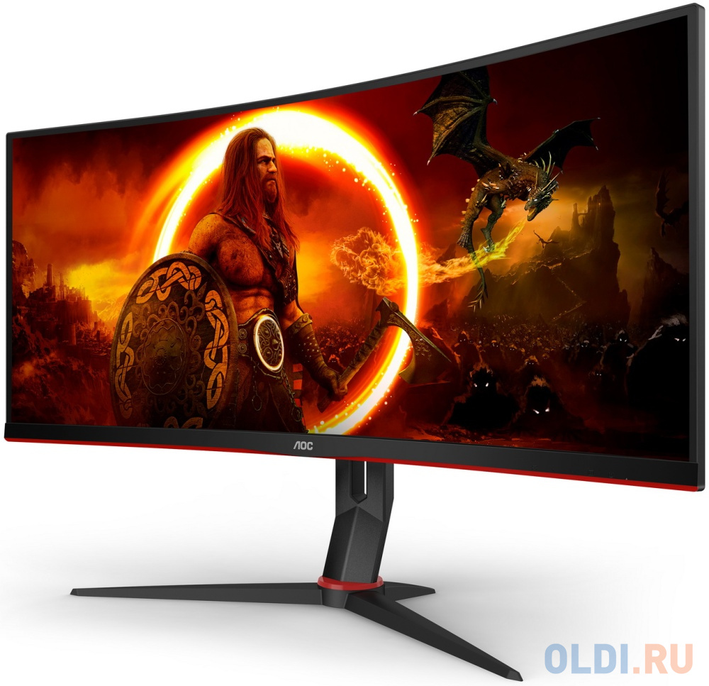 МОНИТОР 34" AOC CU34G2XP Black-Red (VA, изогнутый, 3440x1440, 180Hz, 1 ms, 178°/178°, 300 cd/m, 80M:1, +2xHDMI 2.0, DP)