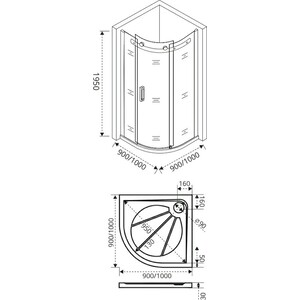 Душевой уголок Good Door Galaxy R 100x100 прозрачный, черный (R-100-C-B)