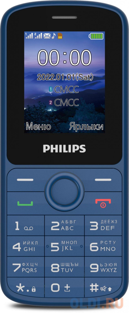 Мобильный телефон Philips E2101 Xenium синий моноблок 2Sim 1.77&quot; 128x160 GSM900/1800 MP3 FM microSD
