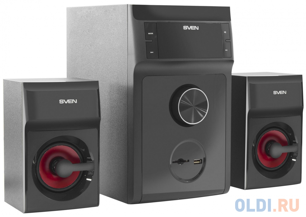 Колонки Sven MS-302 чёрные 2.1, FM,USB/SD, 2х10 Вт, ПДУ,Дисплей в Москвe