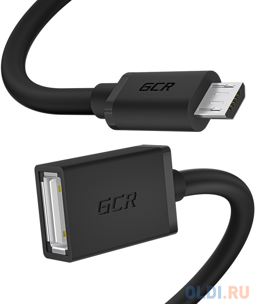 Адаптер microUSB USB 0.5м Greenconnect GCR-53380 круглый черный в Москвe