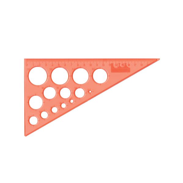 Треугольник пластиковый, угол 30, 19 см, BRAUBERG, с окружностями, прозрачный, неоновый, ассорти, 210619, (20 шт.)