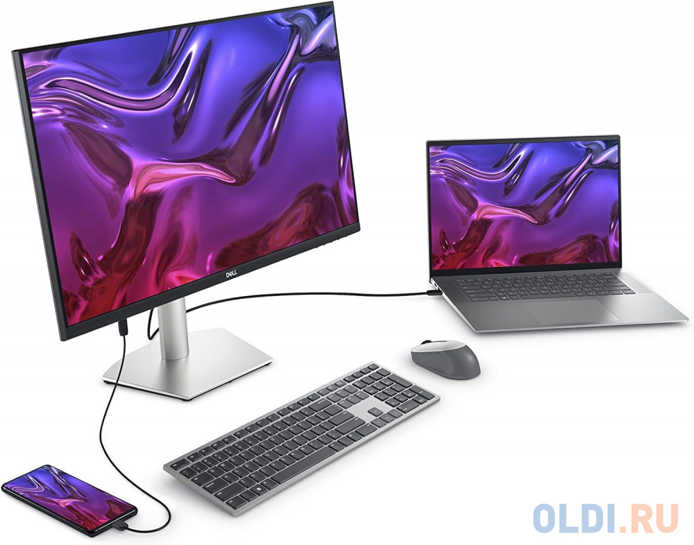 Монитор Dell 27" S2723HC серебристый/черный IPS LED 16:9 HDMI M/M матовая HAS Piv 300cd 178гр/178гр 1920x1080 75Hz FreeSync FHD USB в Москвe