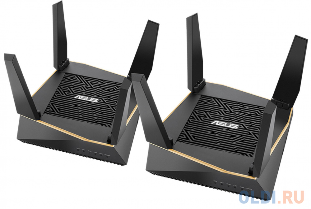 Wi-Fi роутер ASUS RT-AX92U(2-PK) 802.11abgnacax 6071Mbps 2.4 ГГц 5 ГГц 5 ГГц 4xLAN черный