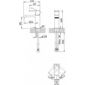 Смеситель для раковины Cezares Porta с донным клапаном, черный матовый (PORTA-LS1-NOP, LM8500BL) в Москвe