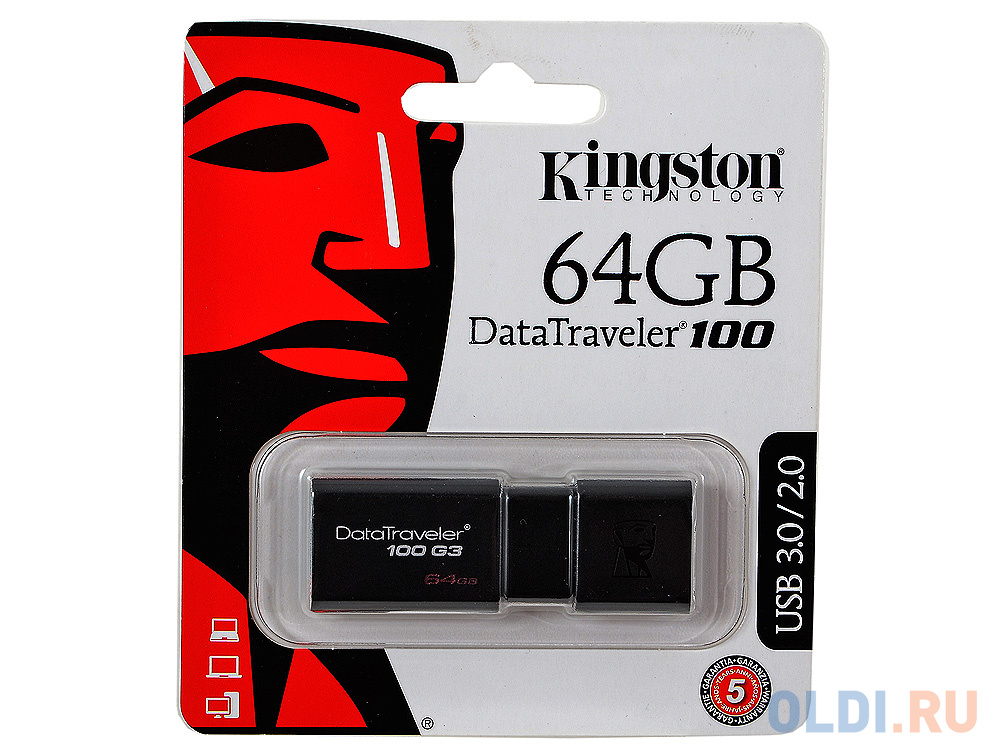 Внешний накопитель 64GB USB Drive <USB 3.0 Kingston DT100G3 (DT100G3/64GB)