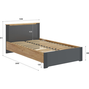 Кровать Compass Эмилия ЭЛ-28 (с ламелью и опорами) дуб крафт золотой/графит 120x200 в Москвe