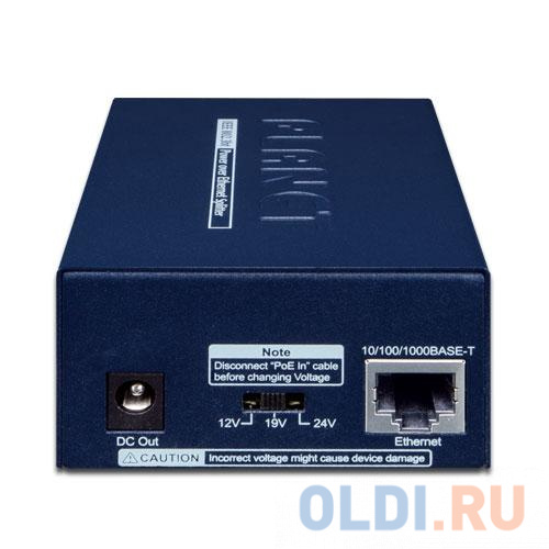 PLANET POE-173S Single-Port 10/100/1000T 802.3bt PoE++ Splitter (12V/19/24V, 802.3bt type 4 PD, PoH compatible)