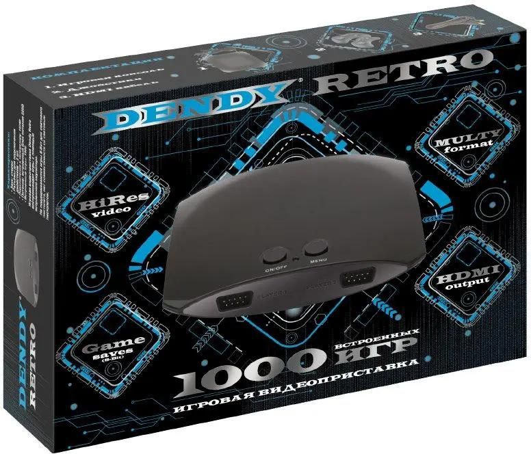 Игровая приставка Dendy Retro, черный + 1000 игр (DR-1000)