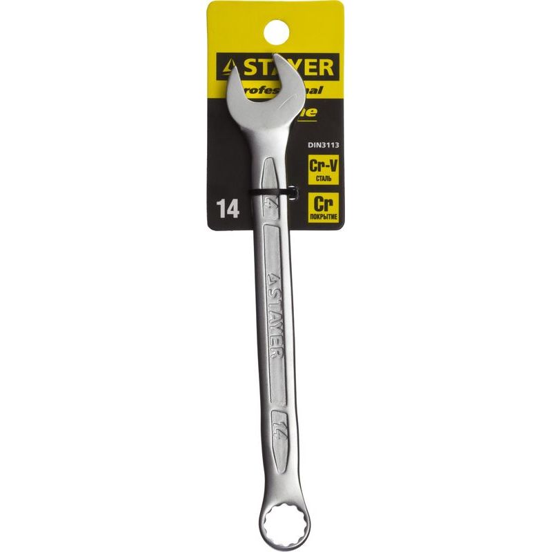 Ключ гаечный комбинированный 14x14 мм, CrV, STAYER Professional (27081-14_z01)