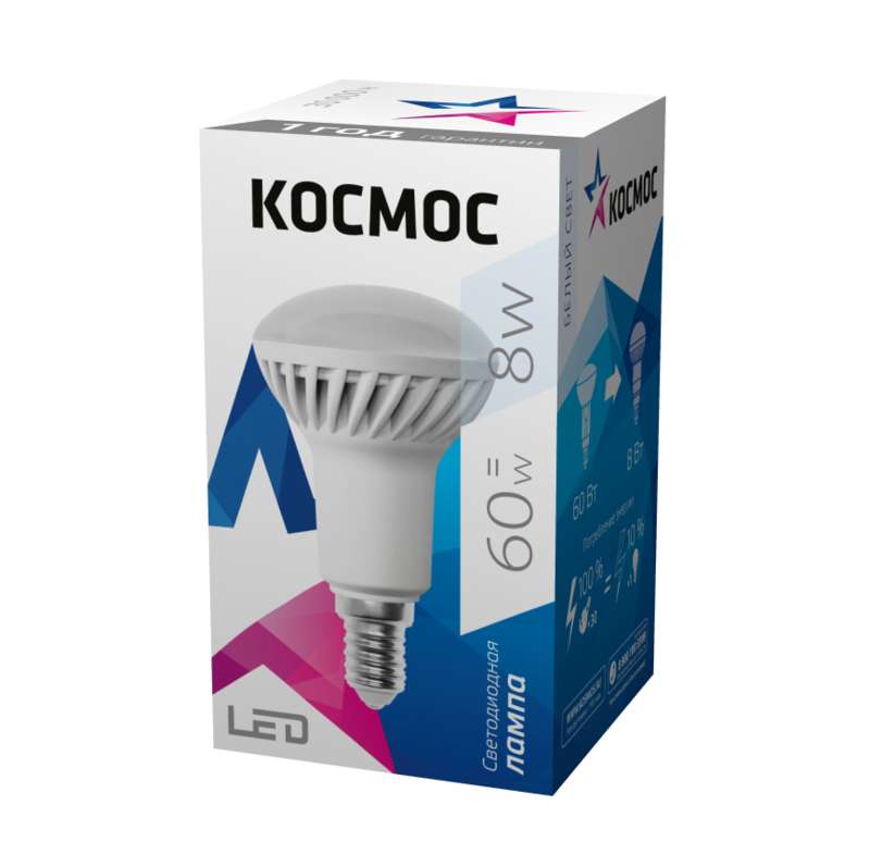 Лампа светодиодная R50 8Вт 220В E14 4500К Космос Lksm_LED8wR50E1445