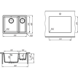 Кухонная мойка Florentina Вега 335/160 грей Fs (22.325.D0510.305)