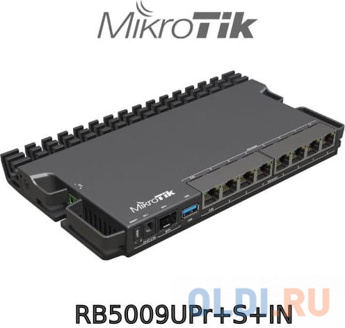 MikroTik RB5009UPr+S+IN Маршрутизатор CPU ARM64, 4 ядра 350-1400MHZ, 1GB RAM, 7*1Gbit RJ45, 1*2.5gbit RJ45, PoE out 1-7port