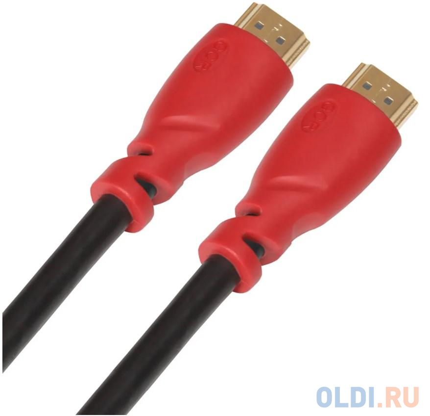 GCR Кабель 2.0m HDMI версия 1.4, черный, красные коннекторы, OD7.3mm, 30/30 AWG, позолоченные контакты, Ethernet 10.2 Гбит/с, 3D, 4K GCR-HM350-2.0m, э