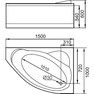 Акриловая ванна Gemy 150x100 с гидромассажем (G9009 B R)