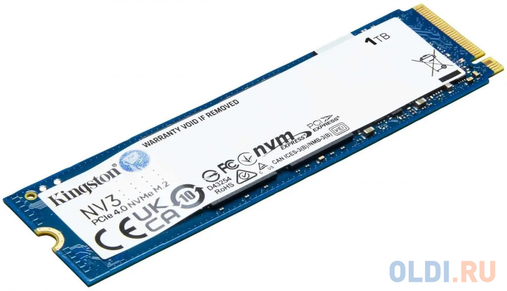 SSD KINGSTON NV1 1Тб M.2 NVMe 3D NAND TLC Скорость записи 1700 Мб/сек. Скорость чтения 2100 Мб/сек. 2.1mm TBW 240 Тб SNV3S/1000G