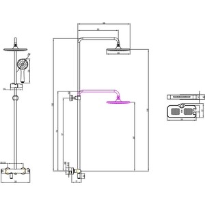 Душевой уголок Ambassador Abner 100x100 с душевой системой Lemark, прозрачный, хром (10011102L, LM7010C)