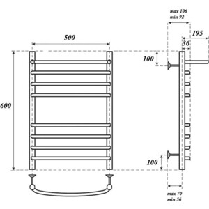 Полотенцесушитель электрический Point П7 500х600 с полкой хром (PN05156SPE)