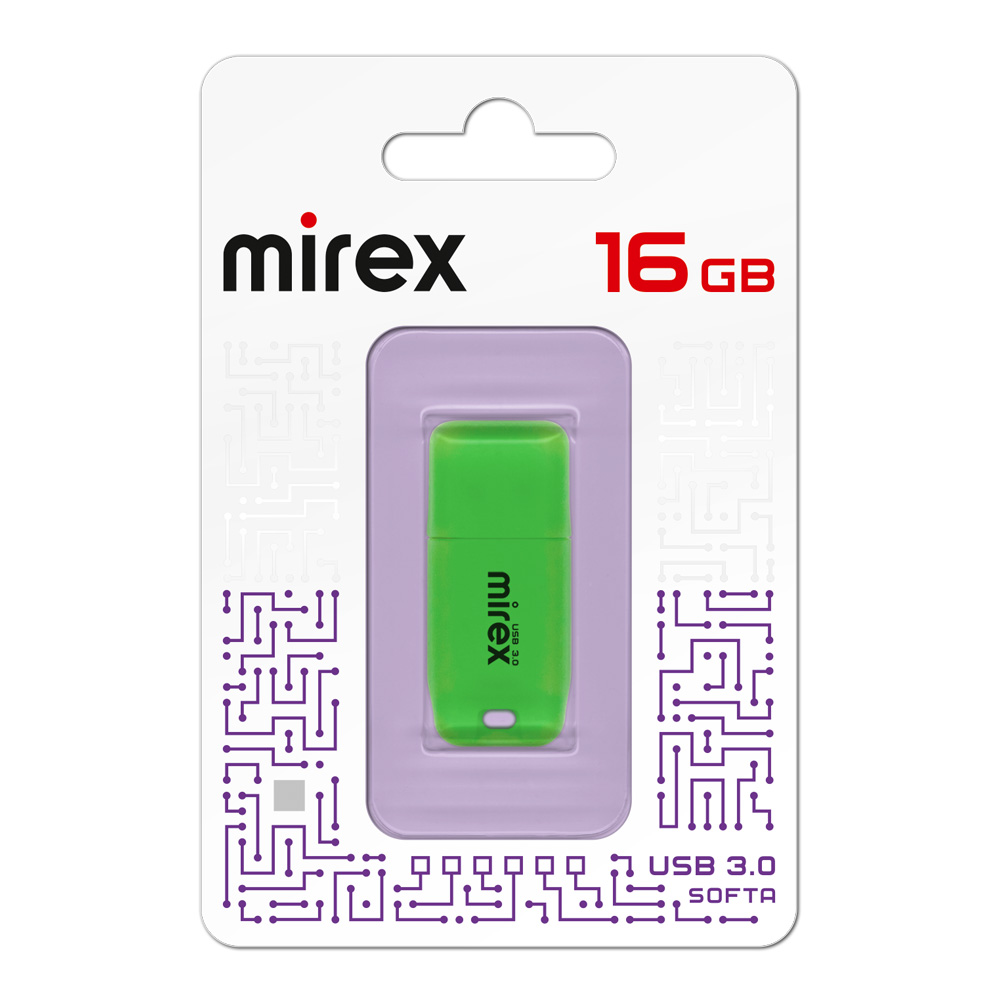Флешка 16Gb USB 3.0 Mirex Softa 13600-FM3SGN16, зеленый (13600-FM3SGN16)