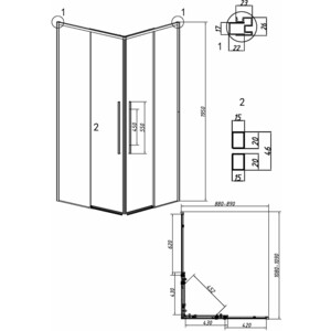 Душевой уголок Grossman Galaxy 110х90 тонированный, черный матовый (300.K33.01.1190.21.10)