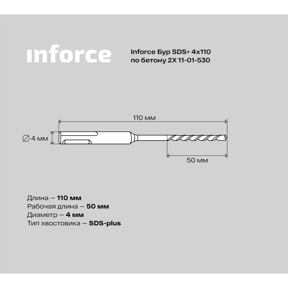 Бур sds-plus по бетону Inforce