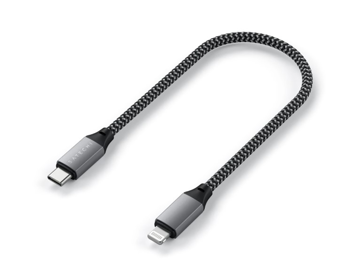 Кабель Satechi USB-C to Lightning MFI Cable (0.25м) для зарядки и передачи данных (до 60W), Серый, ST-TCL10M