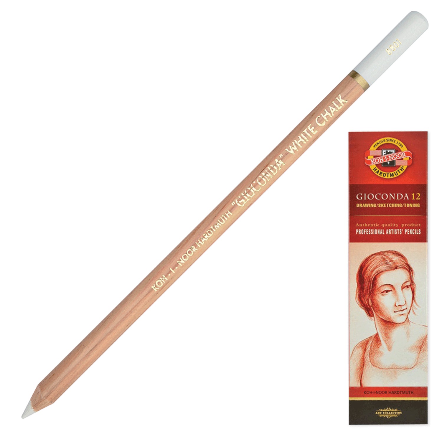 Карандаш меловой KOH-I-NOOR, 1 шт., Gioconda, белый, 8801001001KS, (12 шт.)