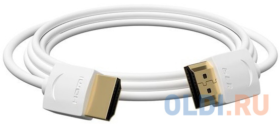 GCR Ультратонкий кабель HDMI2.0 для AppleTV, SLIM, 2.0m, белый, OD3.8mm, HDR 4:2:0, Ultra HD, 4K60Hz, 18.0 Гбит/с, 32/32 AWG