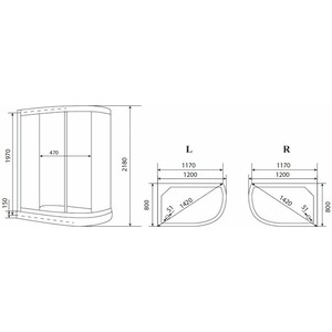 Душевая кабина Timo Eco 120х80х218 правая, стекло матовое (TE-0702 P R)