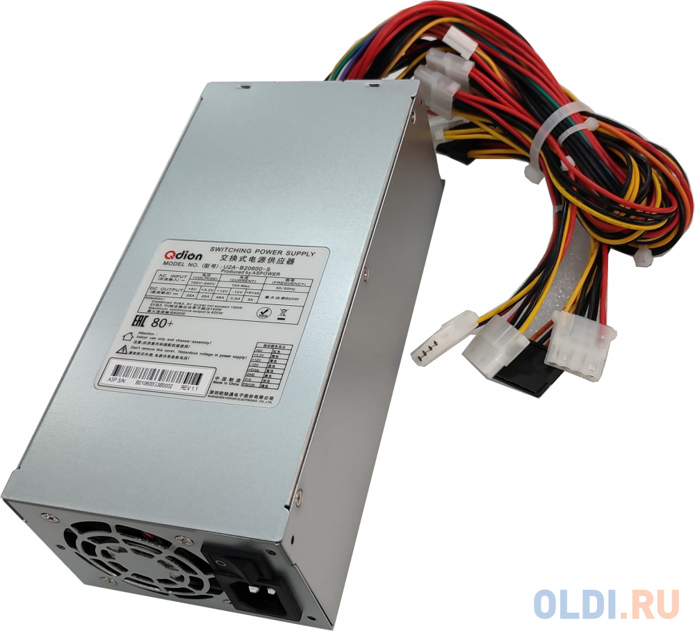 Блок питания серверный/ Server power supply Qdion Model U2A-B20600-S P/N:99SAB20600I1170111 2U Single Server Power 600W Efficiency 80 Plus Standard, C в Москвe