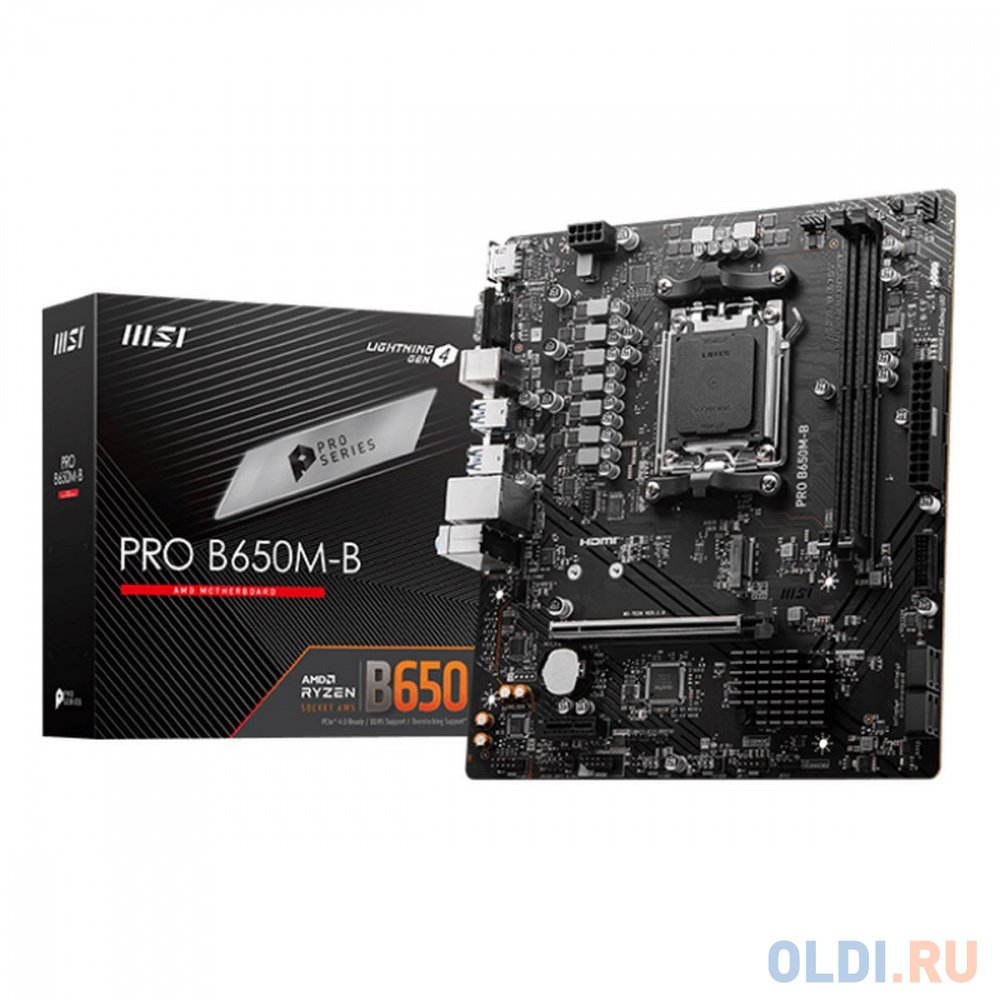 Материнская плата MSI PRO B650M-B SocketAM5 AMD B650 2xDDR5 mATX AC`97 8ch(7.1) 2.5Gg RAID+VGA+HDMI в Москвe