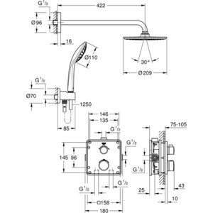 Душевая система Grohe Grohtherm с термостатом и ручным душем, хром (34734000)