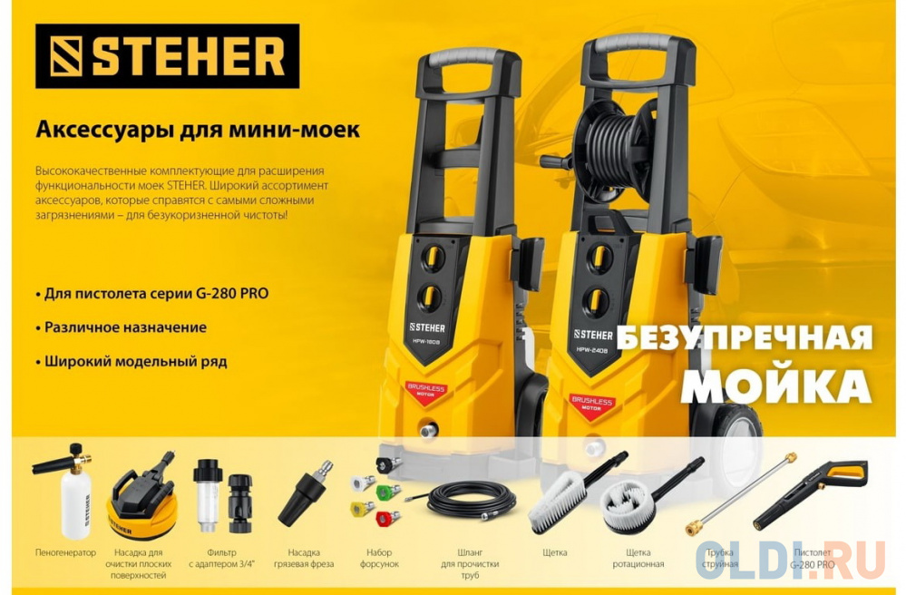 STEHER для пистолета G-280 PRO, комплект цветных насадок 5 шт (75408-280)