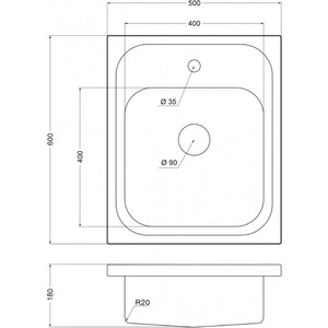 Кухонная мойка EMAR 5060L нержавеющая сталь