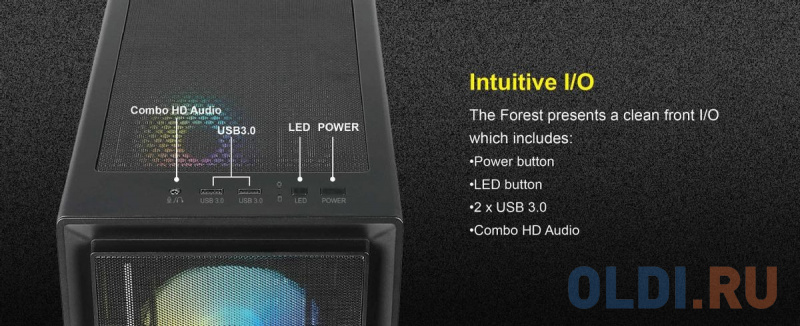 Корпус Azza Forest черный без БП ATX 4x120mm 4x140mm 2xUSB3.0 audio bott PSU