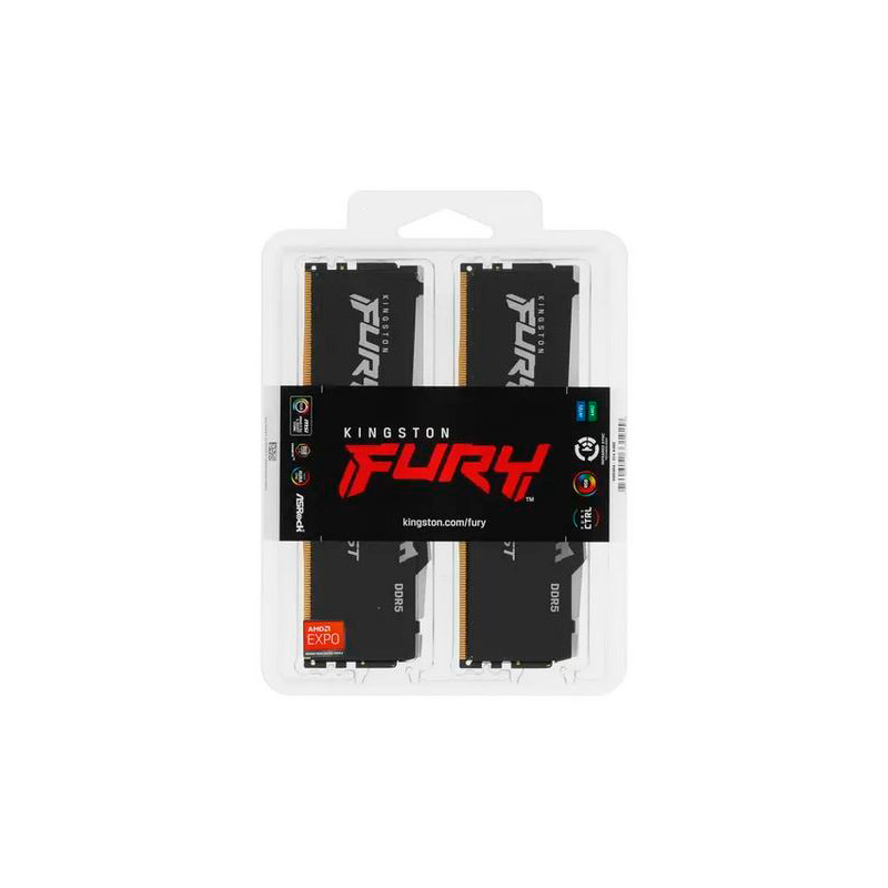 Модуль памяти Kingston Fury Beast Black EXPO RGB DDR5 DIMM 5600MHz PC-44800 CL36 - 64Gb (2х32Gb) KF556C36BBEAK2-64