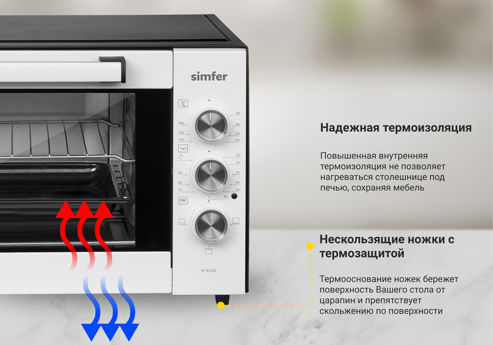 Мини-печь Simfer M3520 серия Classic, 3 режима работы, верхний и нижний нагрев в Москвe