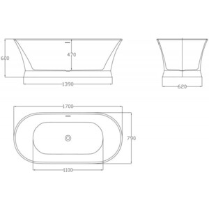 Акриловая ванна BelBagno 170х80 слив-перелив хром (BB402-1700-790)