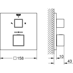 Термостат для ванны Grohe Grohtherm Cube накладная панель, для 35600, суперсталь (24154DC0)