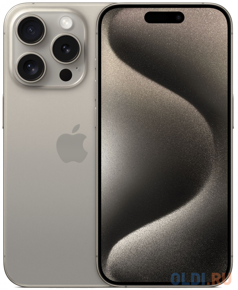 Смартфон Apple A3104 iPhone 15 Pro 128Gb титан моноблок 3G 4G 2Sim 6.1&quot; 1179x2556 iOS 17 48Mpix 802.11 a/b/g/n/ac/ax NFC GPS Protect