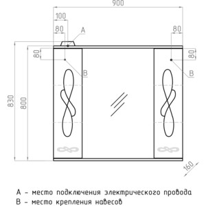 Зеркало-шкаф Style line Венеция 90 с подсветкой, белый (4650134470574)