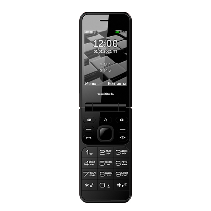 Мобильный телефон teXet TM-405, 2.8" 320x240 TN, 32Mb, BT, 1xCam, 2-Sim, 1350 мА·ч, micro-USB, черный